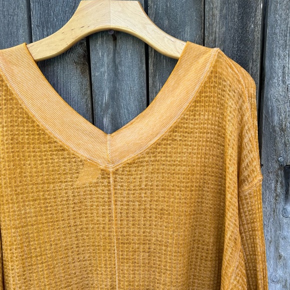 Free People We The Free South Side Thermal Top Mustard Yellow S - Picture 11 of 15